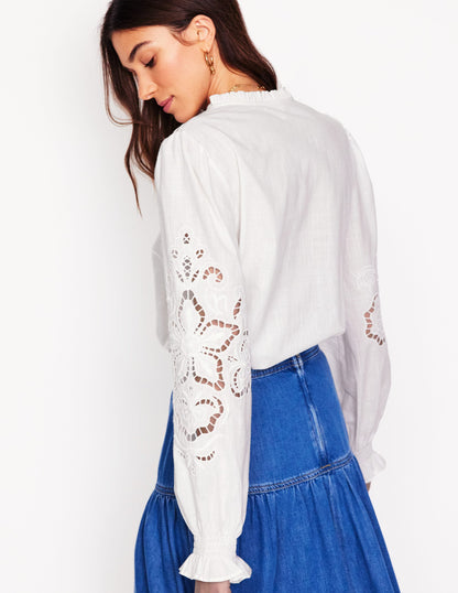 Cutwork Embroidered Blouse-White