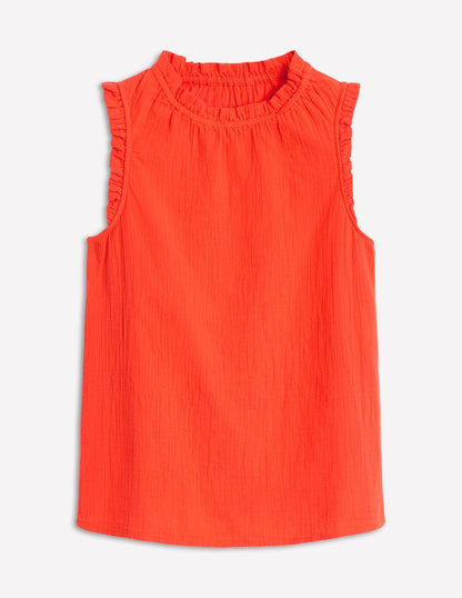 Sophie Ruffle Double Cloth Top-Gladioli Orange-6