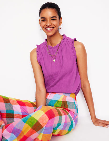 Sophie Ruffle Double Cloth Top-Foxglove Purple-2