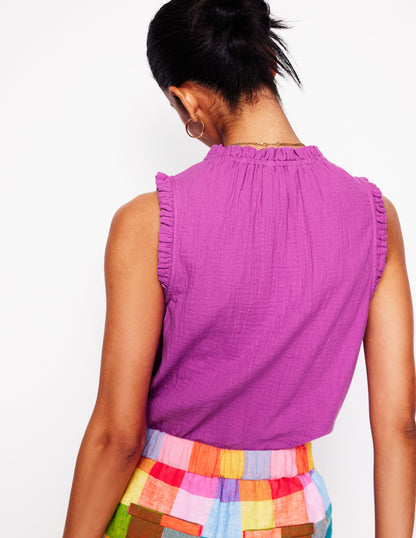 Sophie Ruffle Double Cloth Top-Foxglove Purple-4