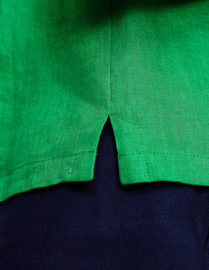 Linen Shell Top-Sapling Green