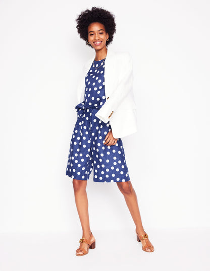 Linen Shell Top-Starboard Blue, Painted Dot