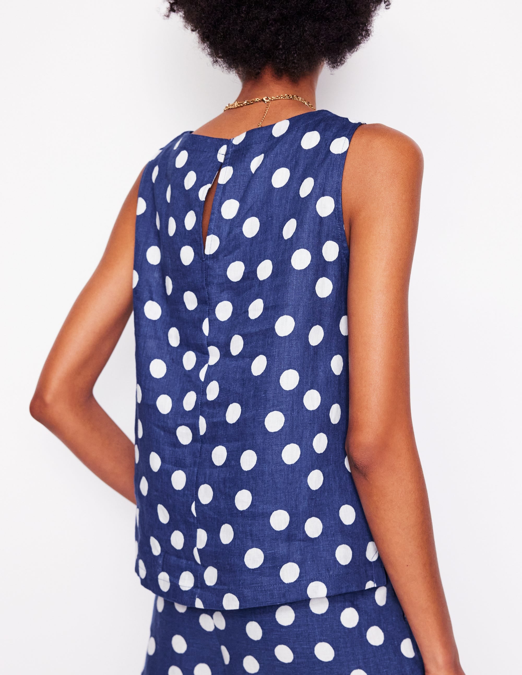 Linen Shell Top-Starboard Blue, Painted Dot | Boden UK
