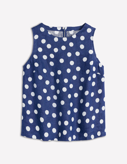 Linen Shell Top-Starboard Blue, Painted Dot