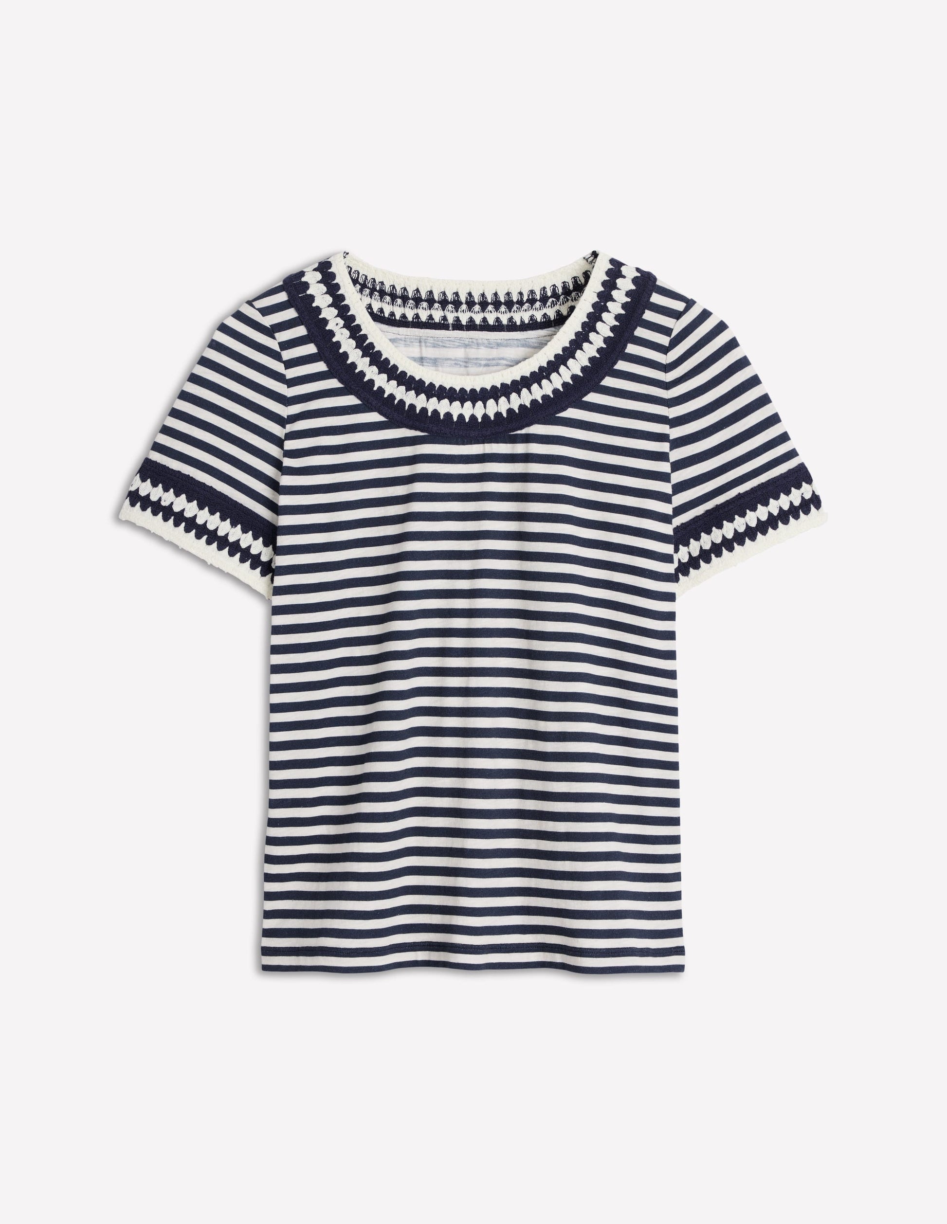 Fae Crochet T-shirt-Ivory, Navy-6