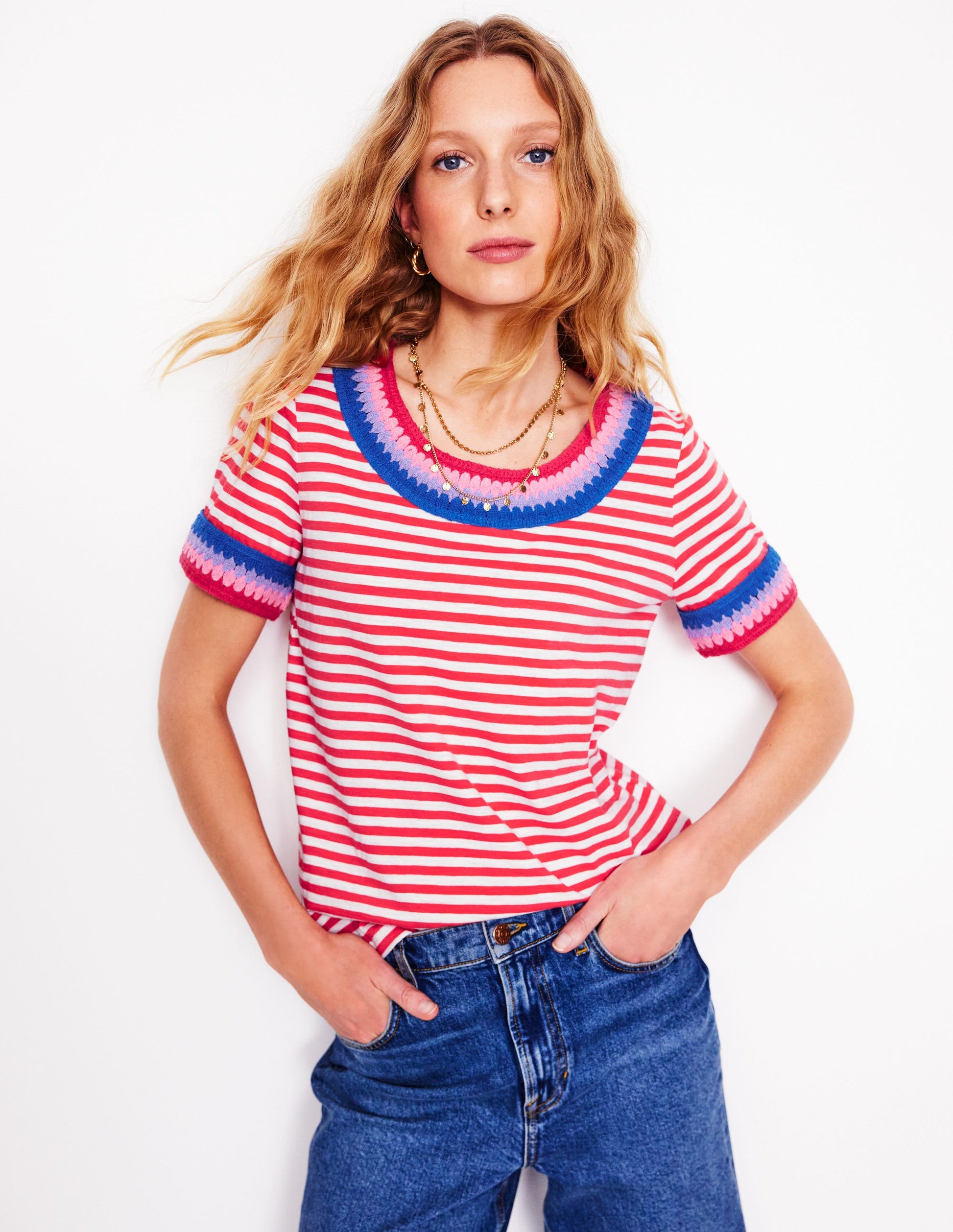 Fae Crochet T-shirt-Ivory, Cayenne-3
