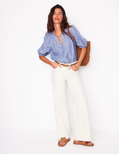 Brooke Linen Top-Chambray-3