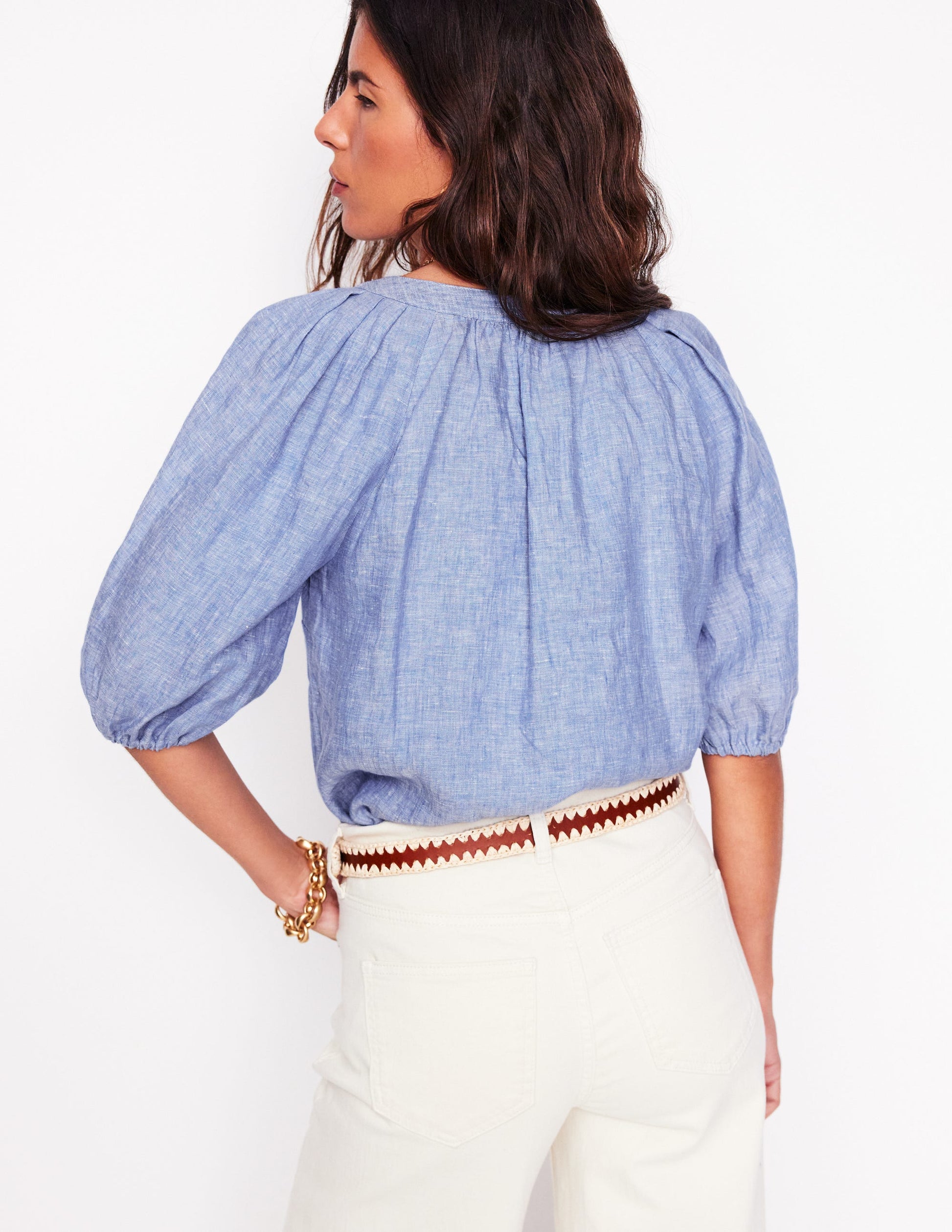 Brooke Linen Top-Chambray-5