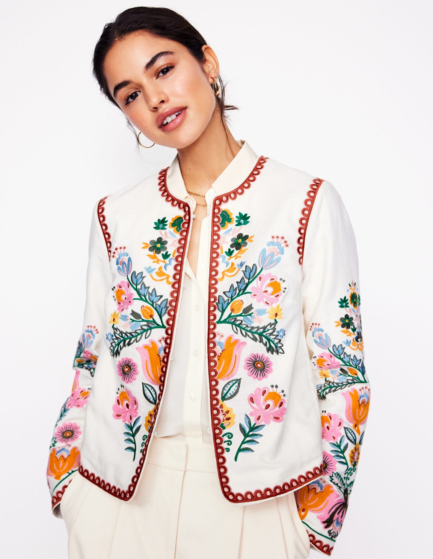 Embroidered Item Jacket-Ivory, Tulip Fusion