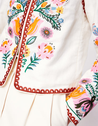 Embroidered Item Jacket-Ivory, Tulip Fusion