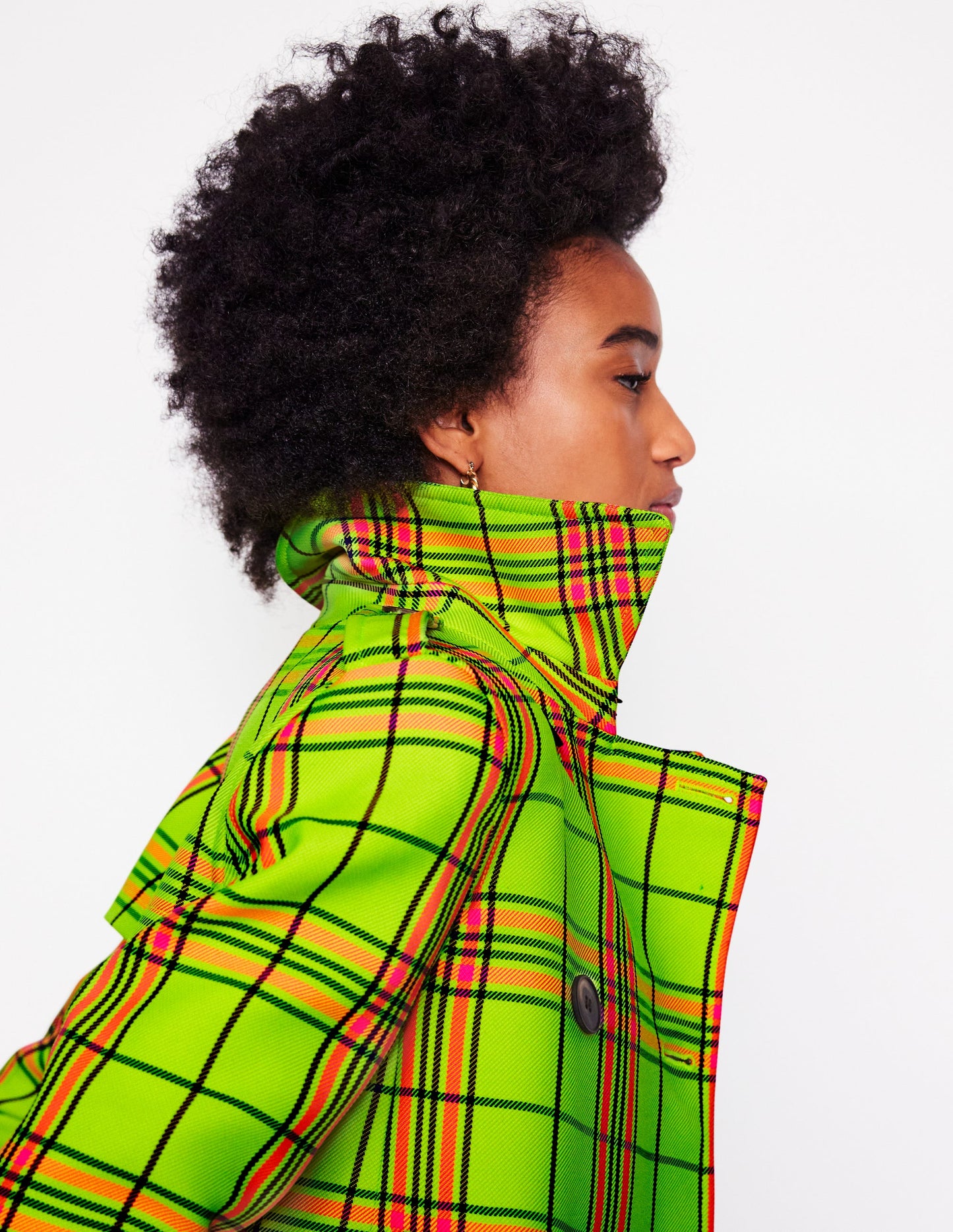 Mayfair Cropped Trench-Neon Yellow Check