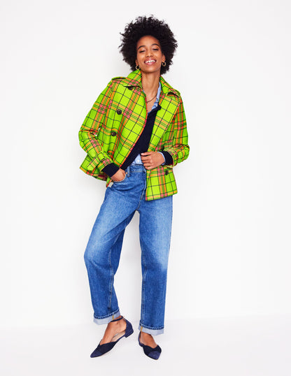 Mayfair Cropped Trench-Neon Yellow Check