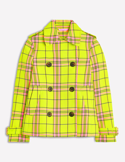 Mayfair Cropped Trench-Neon Yellow Check