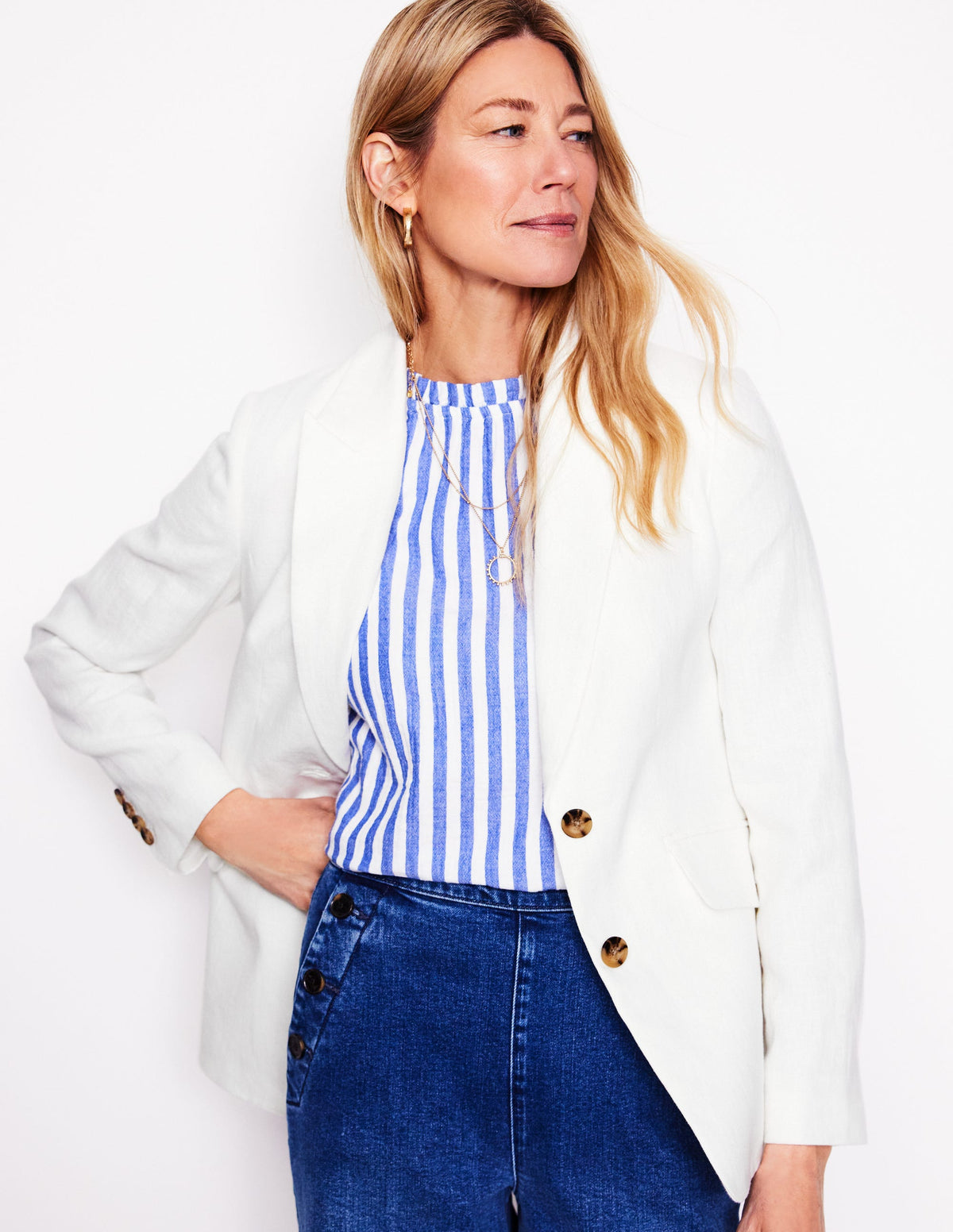 Stamford Linen Blazer-White - Image 1