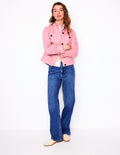 Denim Frill Collar Jacket-Almond Pink
