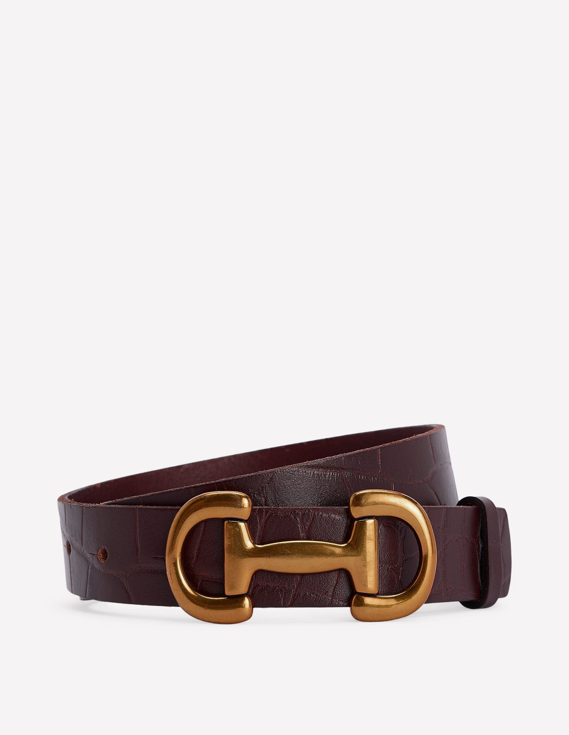 Iris Snaffle-Trim Leather Belt-Croc-2