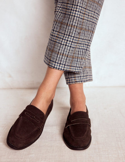 Nya Penny Loafers-Bitter Chocolate Suede
