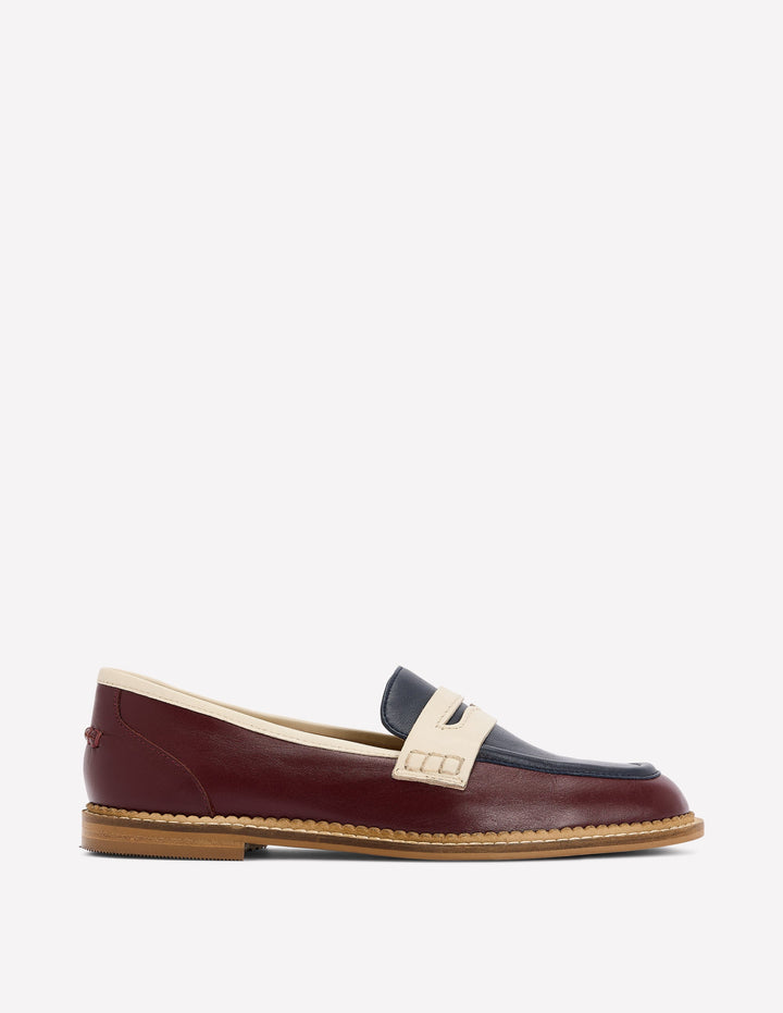 Nya Penny Loafers-Oxblood/Navy