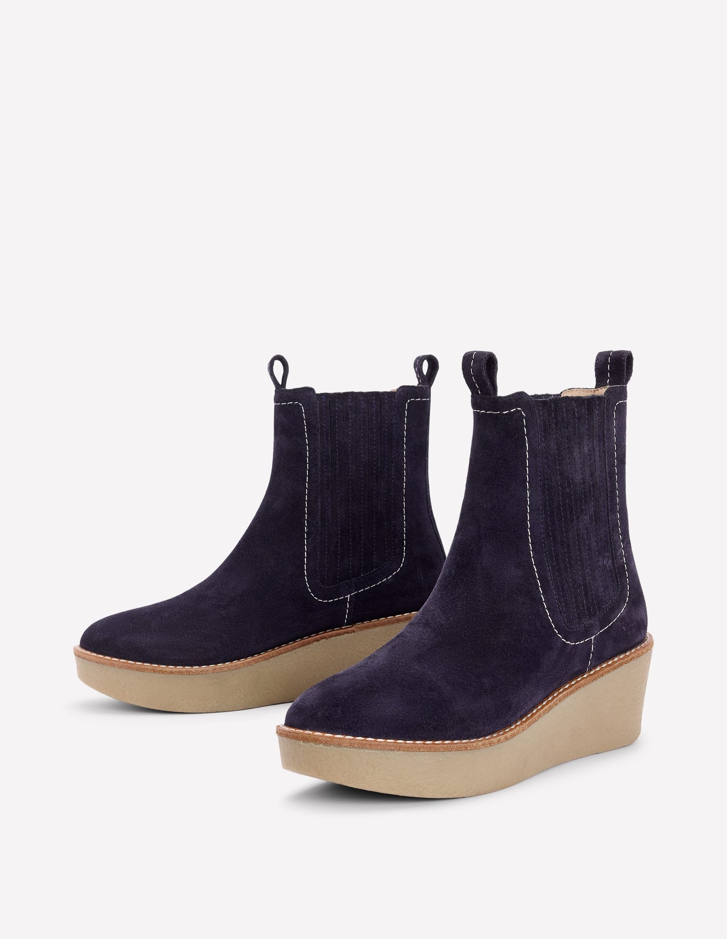 Wedge Ankle Boots-Navy