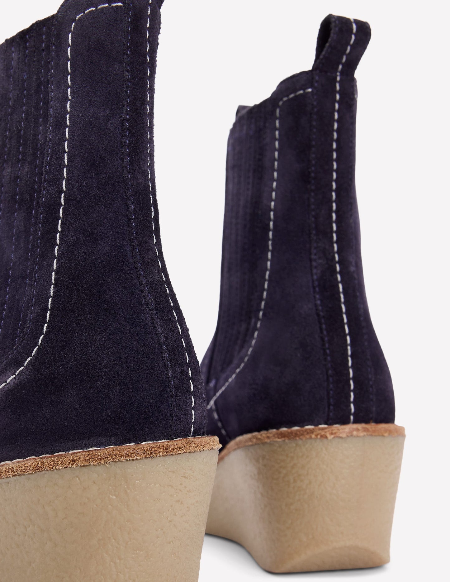 Wedge Ankle Boots-Navy