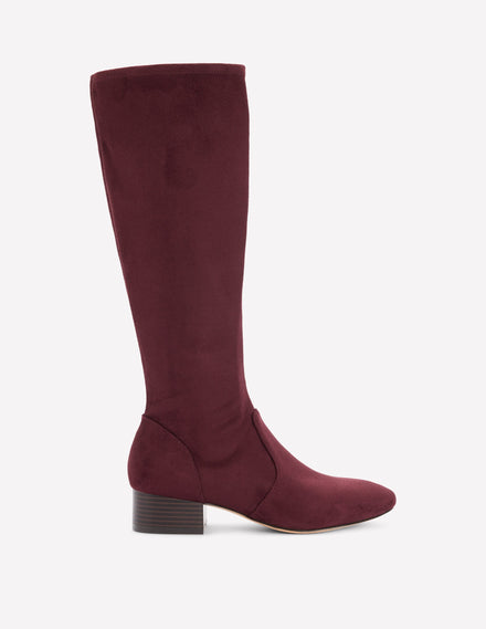 Flat Stretch Knee Boots-Chestnut