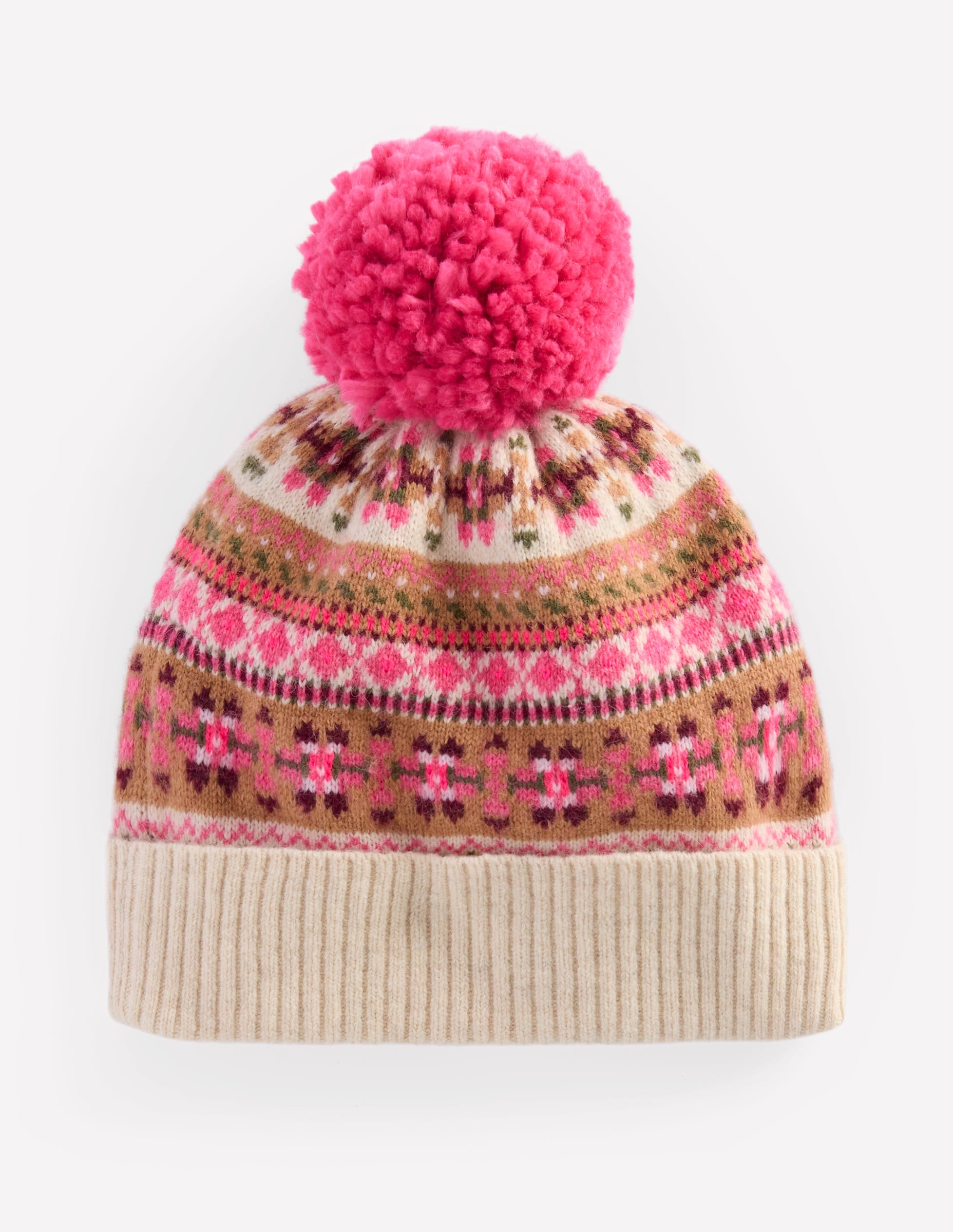 Edie Fair Isle Beanie-Pink - Image 1