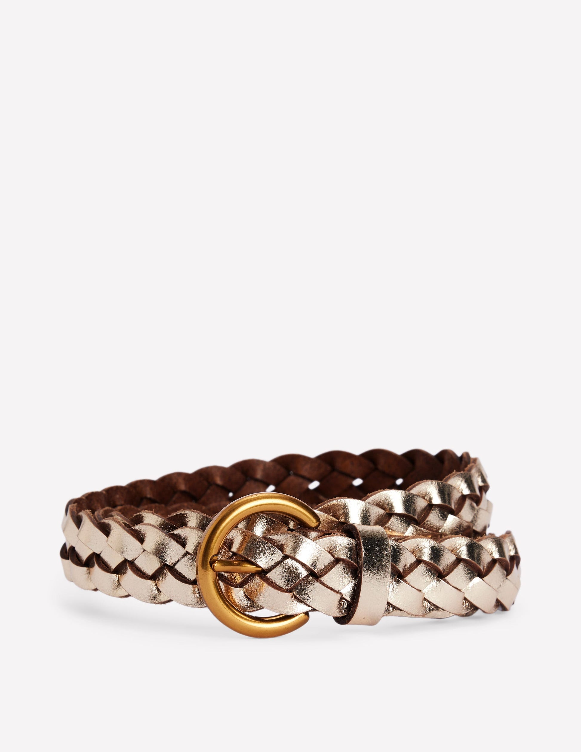Skinny Plaited Belt-Gold-1