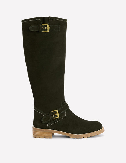 Buckle Knee High Boots-Woodland Green