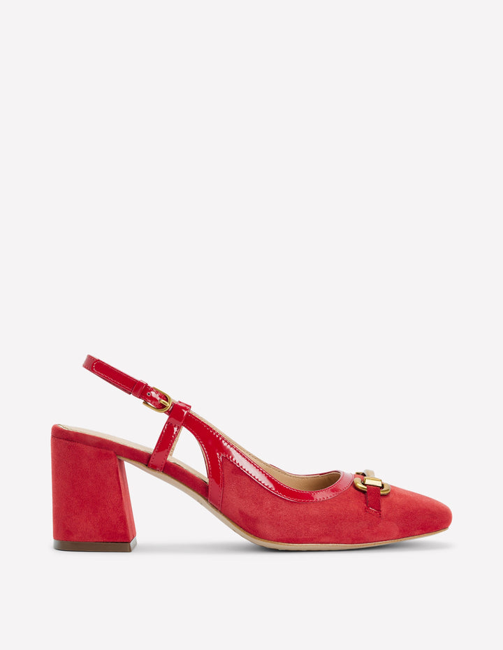 Iris Snaffle Slingback Heels-Post Box Red