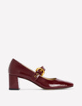 Heeled Buckle Mary Janes-Oxblood