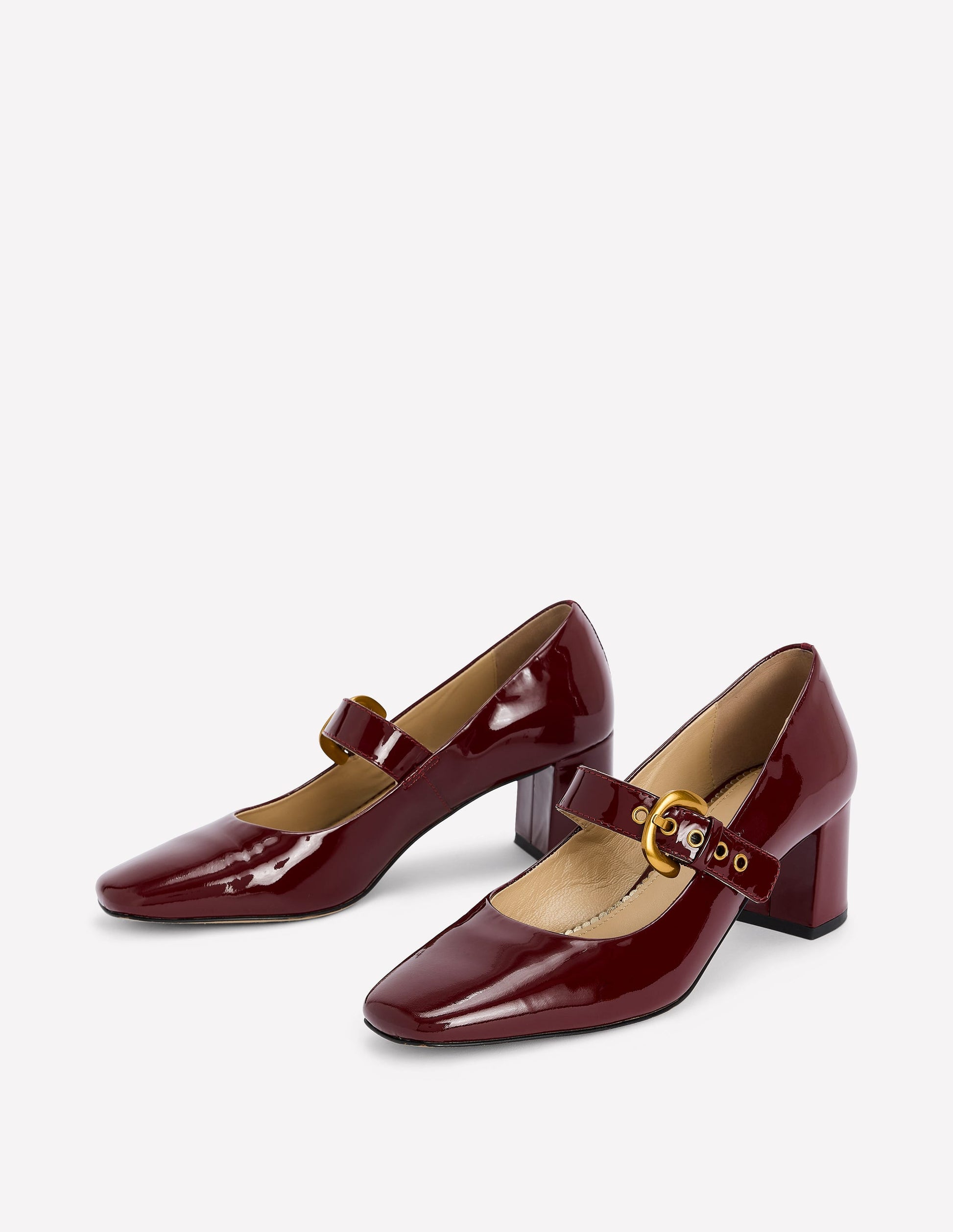 Heeled Buckle Mary Janes-Oxblood-3