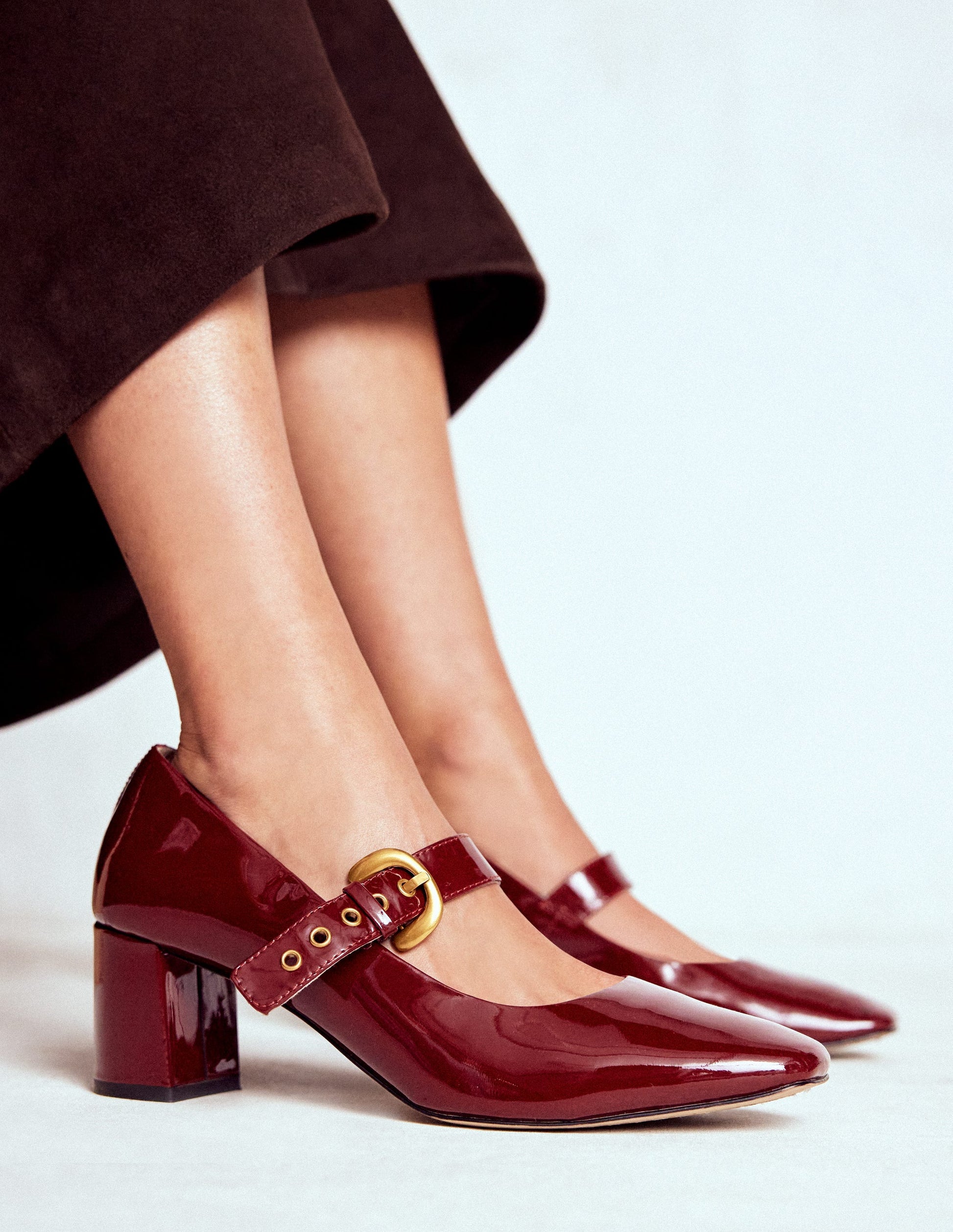 Heeled Buckle Mary Janes-Oxblood-2