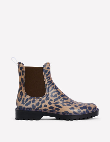 Chelsea Wellie Boots-Leopard