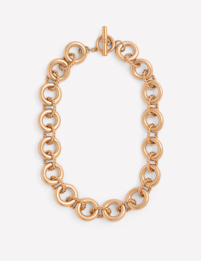 Twist Link Necklace-Gold Colour-1