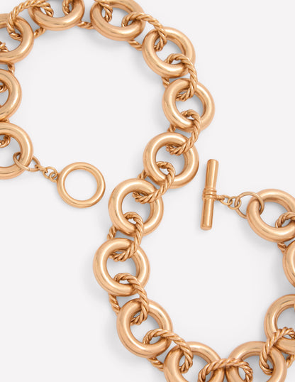 Twist Link Necklace-Gold Colour-3