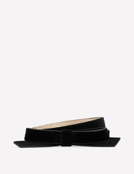 Skinny Bow Belt-Black Velvet