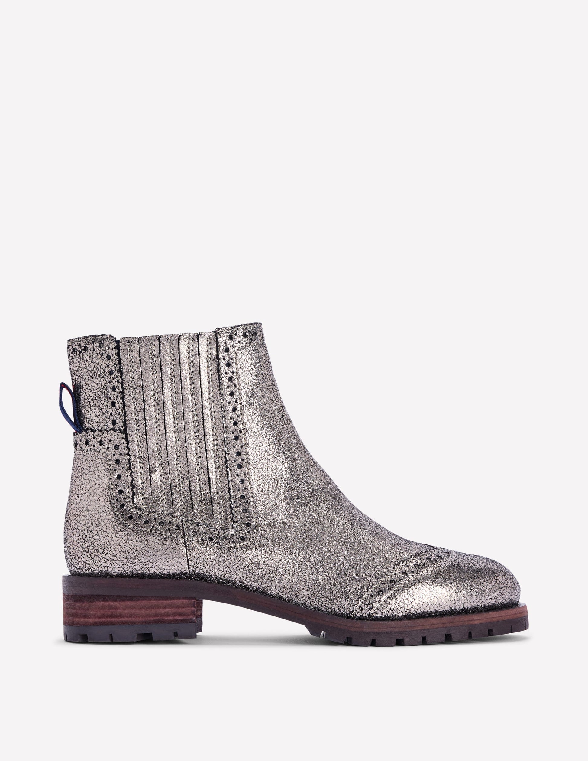 Brogue Detail Chelsea Boots-Silver-1