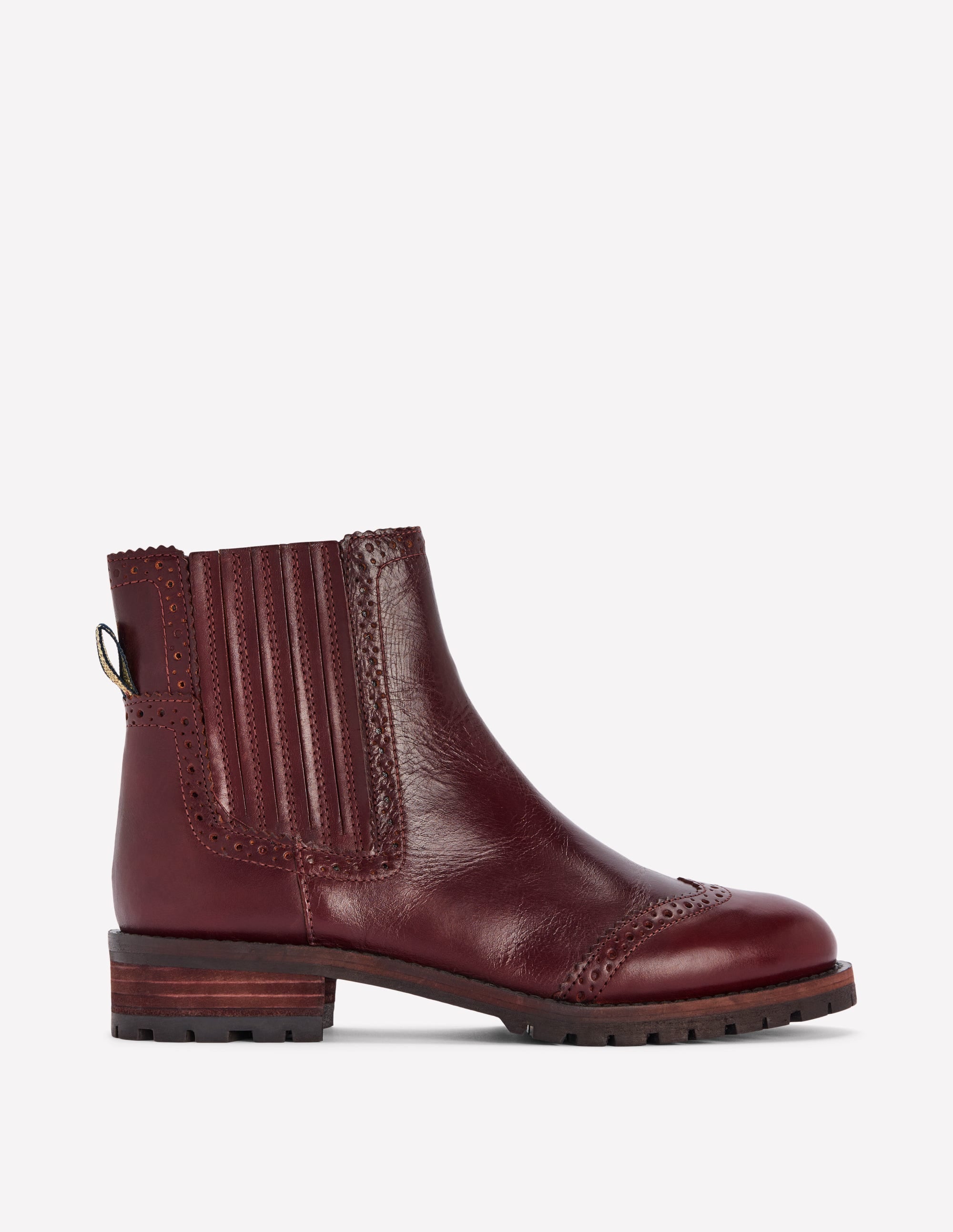 Brogue Detail Chelsea Boots-Oxblood - Image 1