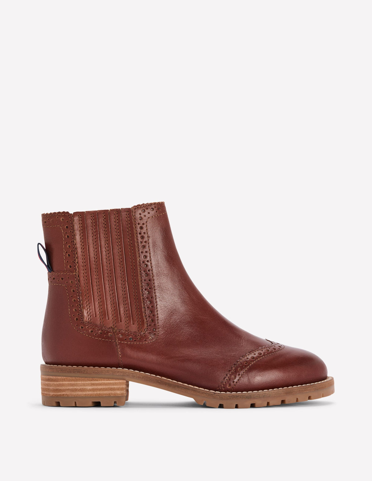 Brogue Detail Chelsea Boots-Tan - Image 1