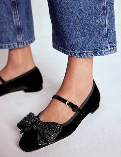 Embellished Bow Mary Jane Flat-Black-3
