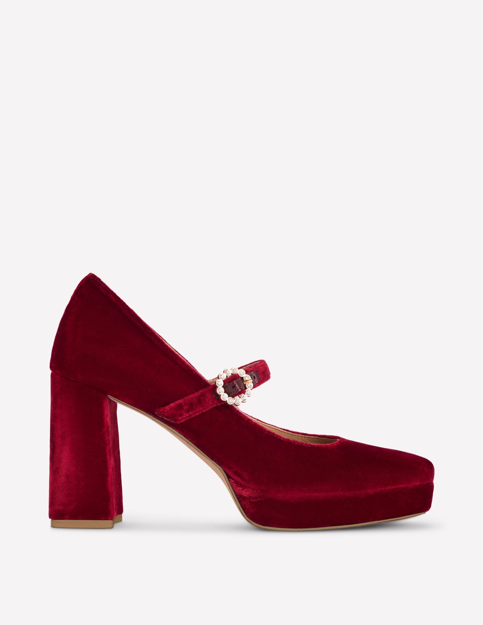 Platform Mary Janes-Ruby Red - Image 2