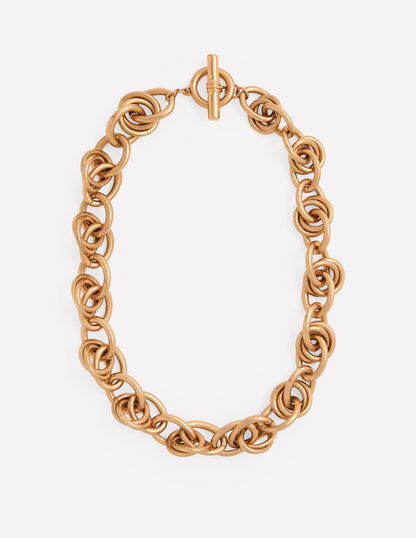 Double Twist Chain Necklace-Gold Colour-1