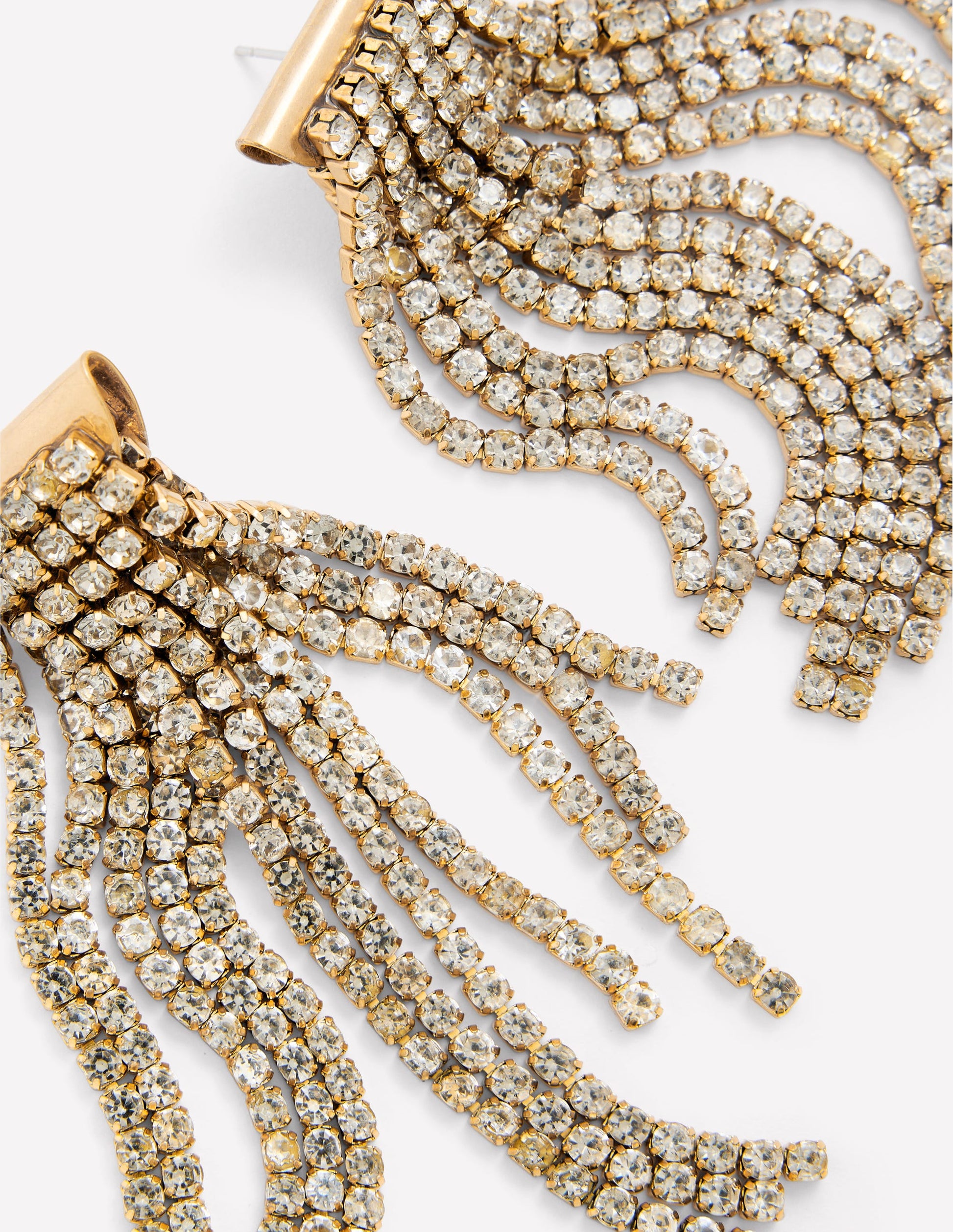 Jewel Fringe Earrings-Silver-3