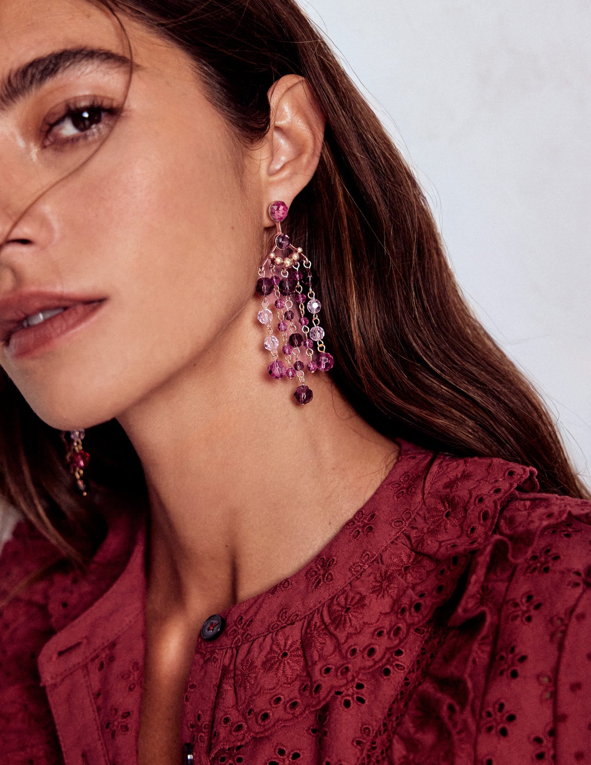 Waterfall Drop Earrings-Purple - Image 2