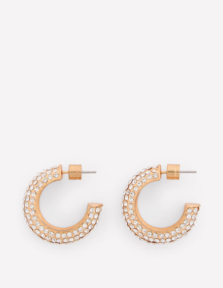 Pave Sparkle Hoops-Silver