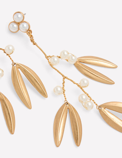 Festive Metal Earrings-Pearl-3