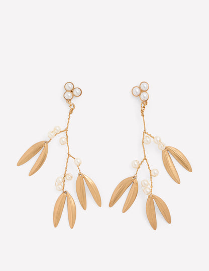 Festive Metal Earrings-Pearl-1