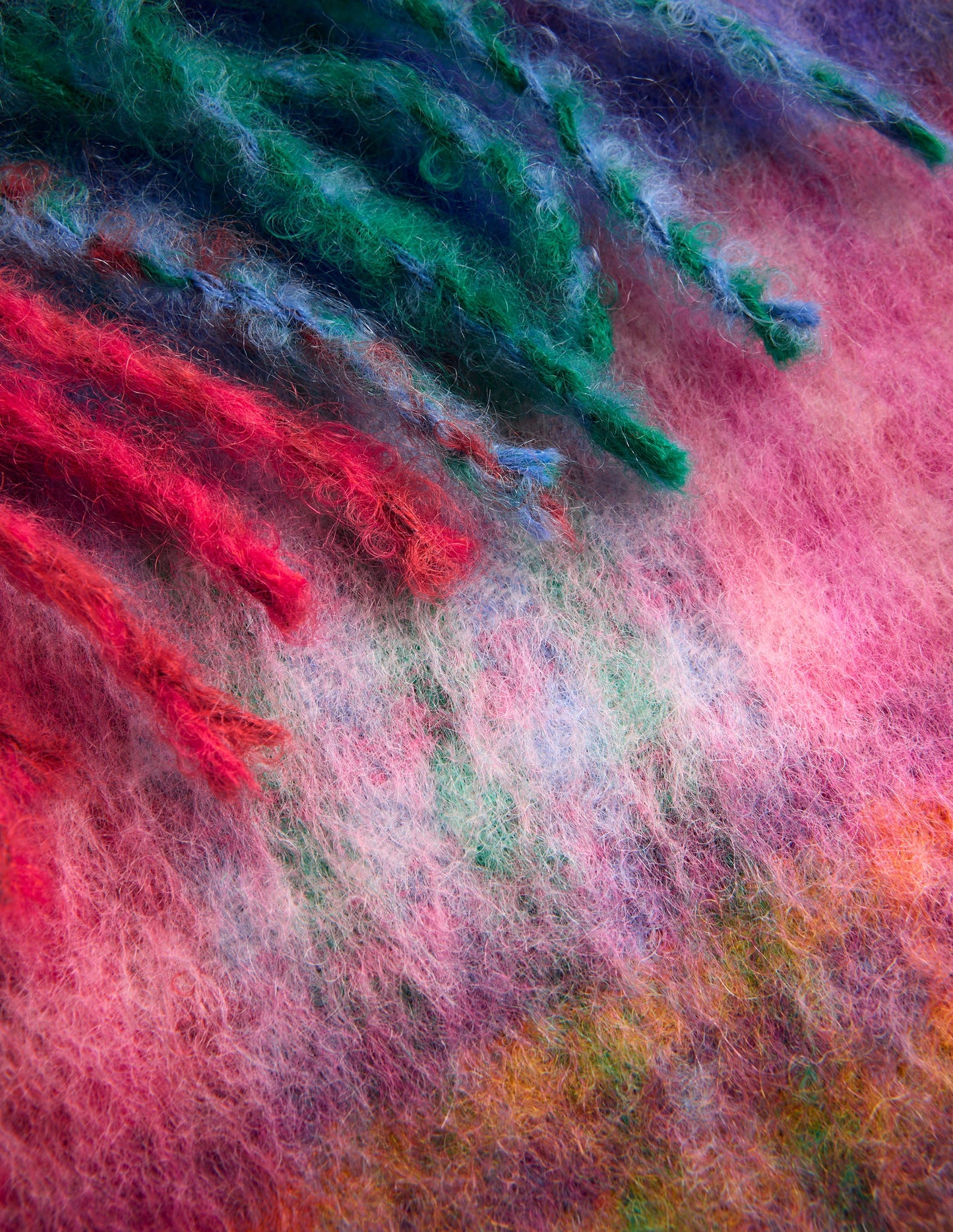 Mohair Woven Scarf-Multi Check