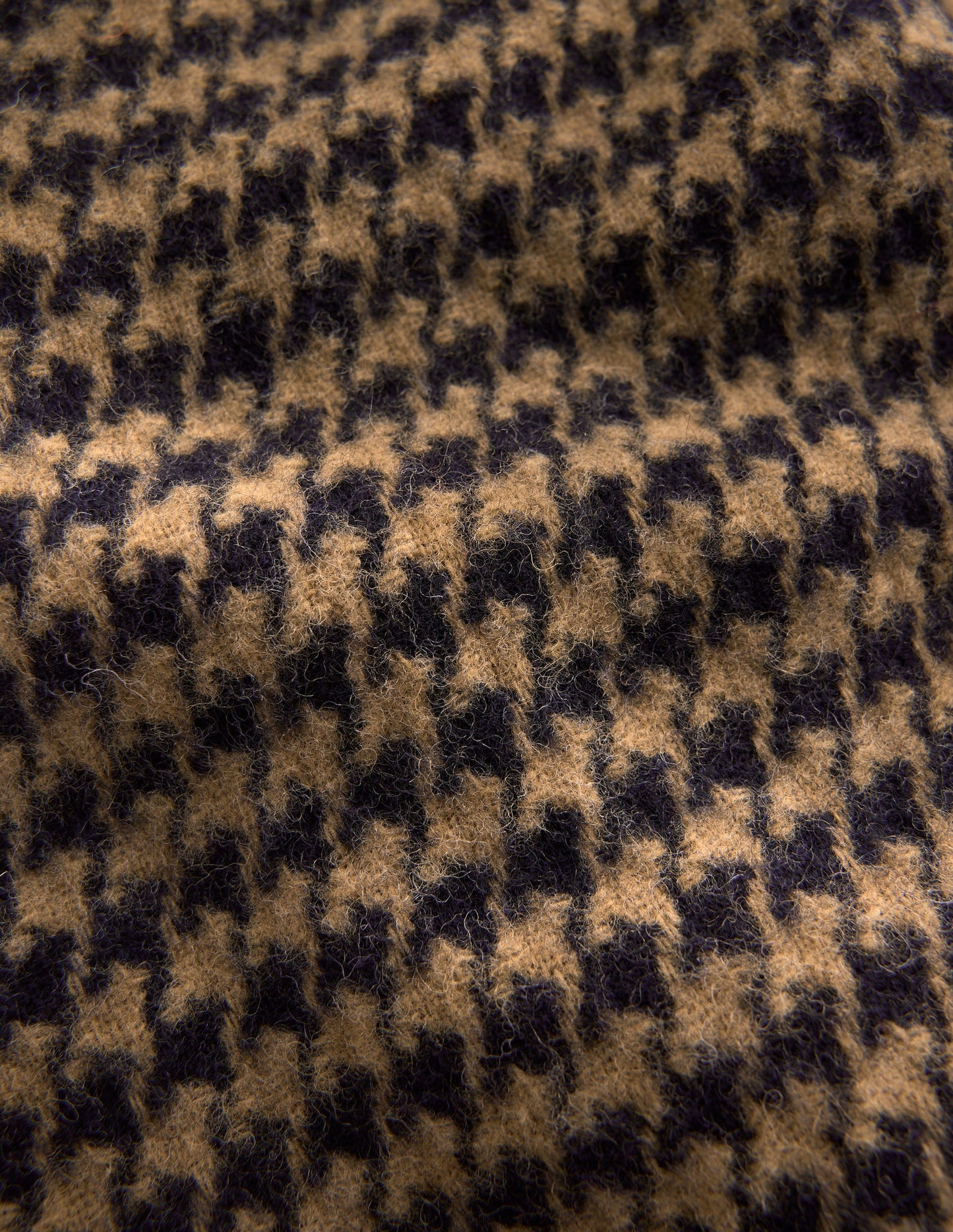 Houndstooth Blanket Scarf-Natural/Navy