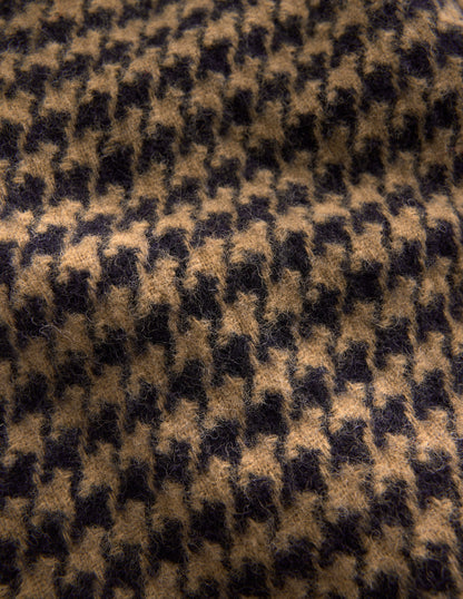Houndstooth Blanket Scarf-Natural/Navy-3